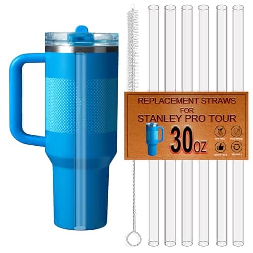 6-Pack Replacement Straws for Stanley Quencher Protour Flip Straw 30 OZ Cup, Straw for Stanley Pro Tour 30OZ Tumbler, Reusable,Made of Tritan,Dishwasher Safe,Food Safe,BPA Free,Clear