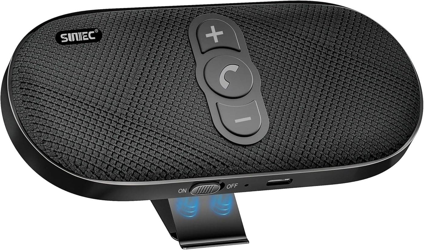 SUNITEC Bluetooth Car Speaker Phone - Hands-Free Calling Kit with 6W Speaker and Dual Mics