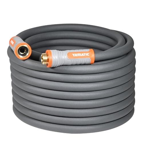 YAMATIC Heavy Duty Garden Hose 58 in x 50 ft with Swivel Handle Super Flexible Water Hose Allweather Kink Resistant Burst 600 PSI Gray