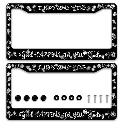 【2pcs】I Hope Something Good Happens To You Today License Plate Frame Funny Text License Plate Frames Stainless Steel Accessories Cars Decor With 2 Holes Screws Fits Standard Us Ca Vehicles 12.2 X 6 In