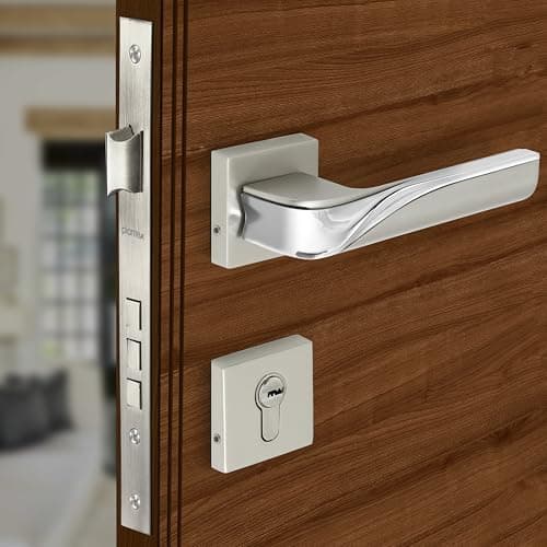 Plantex Triple Security Door Lock for Home/Main Doorlock Set with 3 Years of Warranty/Mortise Locks for Door with Brass Lock Body & Cylinder(7086 - Satin White & Chrome)