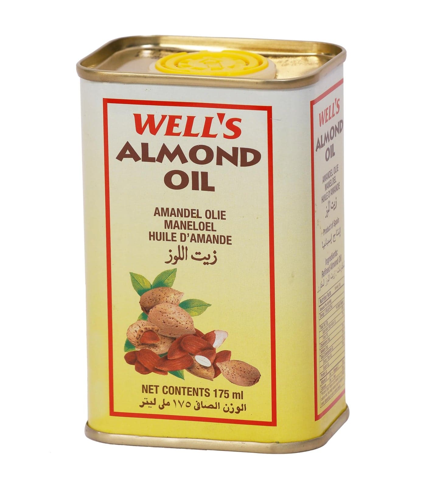 Well's 100% Pure Almond Oil Packed And Imported From Spain 175Ml | Sweet Almond Oil For Body, Skin & Hair | Helps Enhance Memory | For New Born Baby Massage | Beauty & Skin Massage