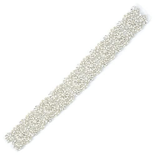 ShiDianYi Ivory Wedding Belt with Rhinestone Applique - Bridal & Bridesmaid Sash