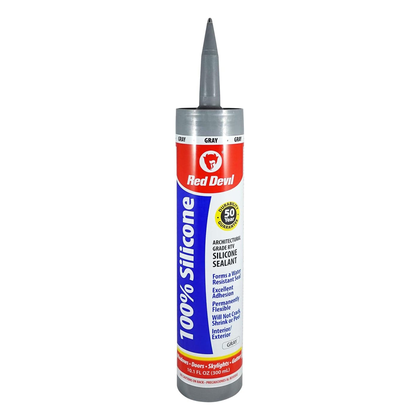 Red Devil 081650 100 Silicone Architectural Grade RTV Sealant A WaterResistant Adhesive for Interior and Exterior Use 28 oz Tube Gray 1Pack
