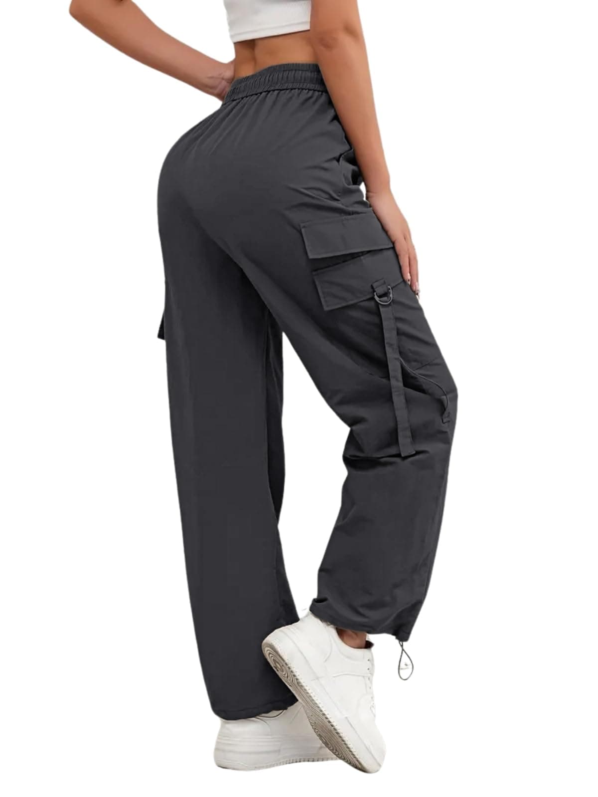 LERIYA Fashion Women's Regular Fit High Rise Trouser | Cargo Style Trousar Track Pants | Hight Waist Grey