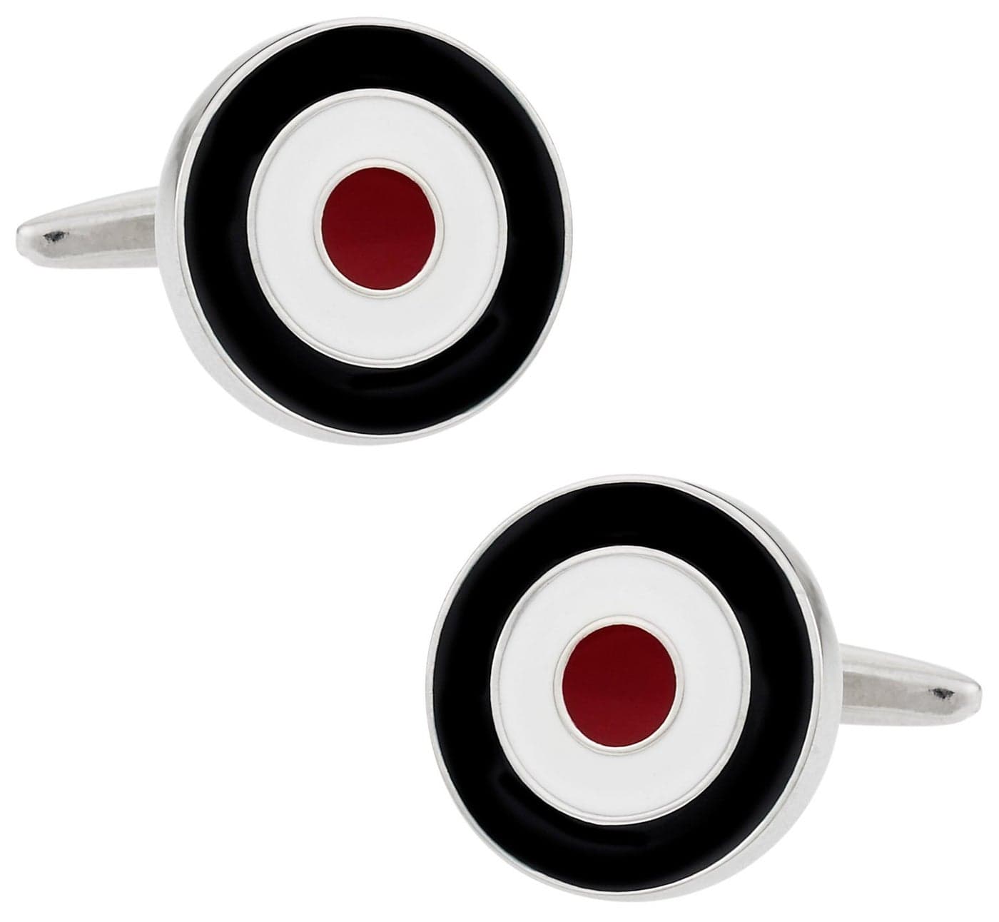 Cuff-Daddy Bold Red White And Blue Bulls Eye Enamel Cufflinks for Men with Presentation Gift Box & Handmade Cufflinks & Shirt Accessories Cuff Link Men Fashion Unique Enamel Studs Storage Travel Box