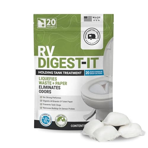 Unique RV Digest-It Classic RV Toilet Treatment, Drop-In Pod - Convenient, Dissolvable, Mess-Free - Eliminates Odors and Liquifies Waste (20 Pods)