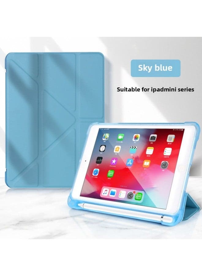 IPad10 Leather Case Air456 With Pen Slot Multi-fold Soft Case Mini456 Flat Protective Case Anti-drop-Color:Sky Blue-Applicable Model:2024 Air11/ipad10.9 Ar4 /Air5 /Air6