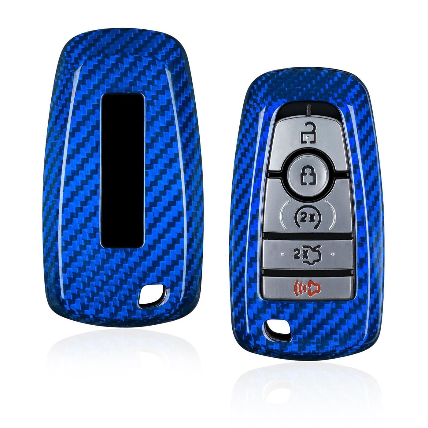 Tcarbon Real Glass Fiber Key Fob Case Protector fits for Raptor Bronco Sport F150 Explorer Key Fob Cover with Keychain 20202023 2024 2025Blue