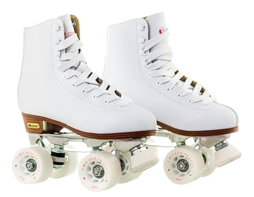 CHICAGO SKATES Deluxe Leather Lined Rink Skate Ladies and Girls White 8