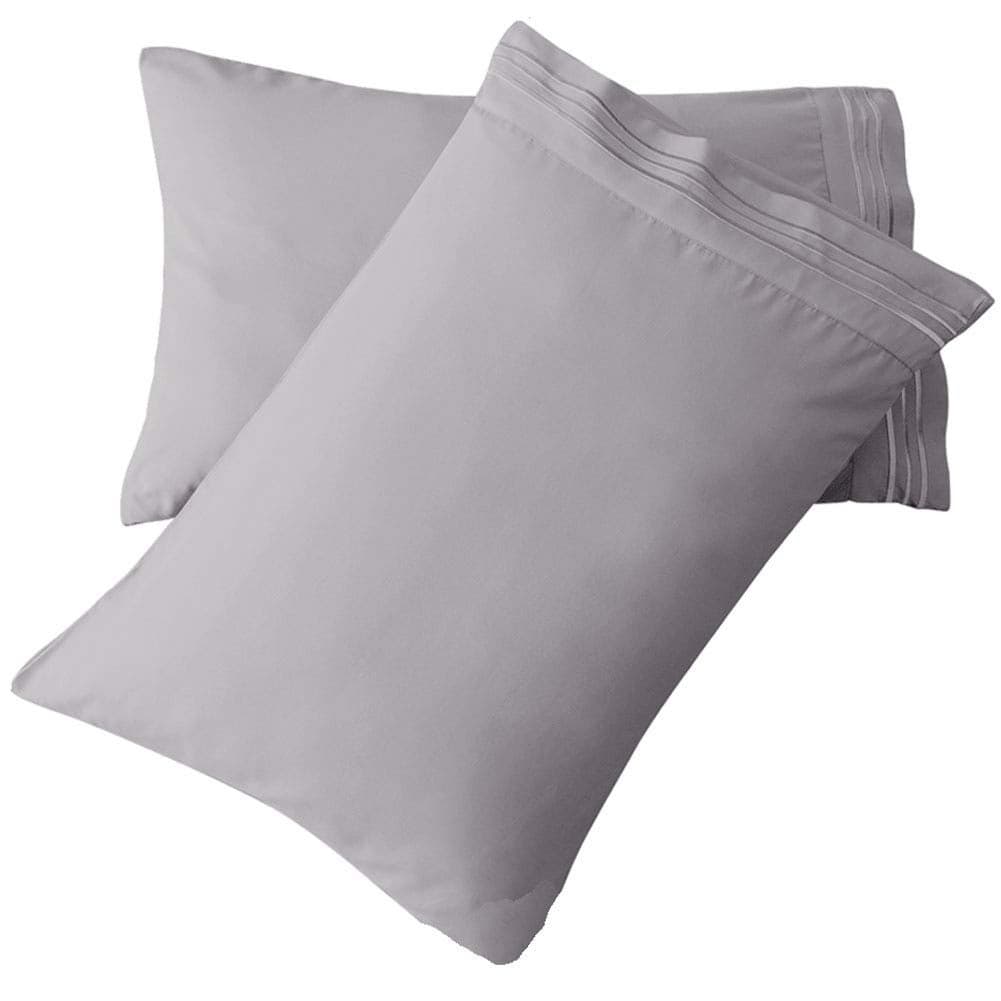 SONORO KATE Luxury Pillowcase Set Brushed Microfiber 1800 Bedding Wrinkle Grey 2 Pillowcases Standard