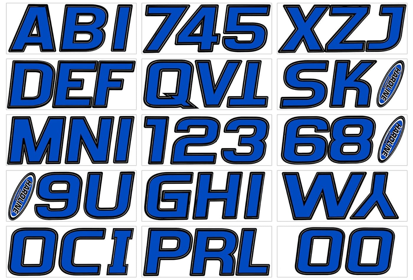 Hardline Products Series 700 Factory Matched 3Inch Boat PWC Registration Number Kit BlueBlack BLBLK700