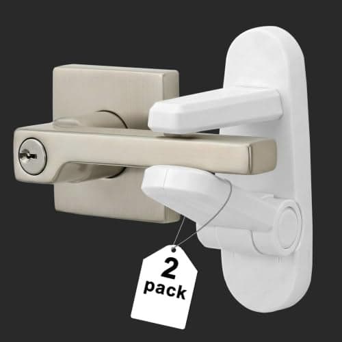 Childproof Door Lever Lock2 Pack Door Locks for Kids SafetyPreventing Babies From Opening DoorsChild Proof Door Lock with 3M AdhesiveEasy Install RemoveDurable ABSWhite
