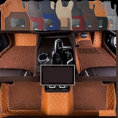 AutoClow Premium 7D Car Mat for Tata Tiago (Model : 2016-2026) || Luxury Leather Dual-Stitch Full Set 7D Car Floor Mat || 100% Waterproof || Color : Full TAN Stitch-TAN Grass (Design-1)