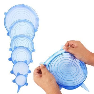 SCHUBERT Microwave Safe Silicone Stretch Lids reuseable Flexible Covers for Rectangle, Round, Square Bowls, Dishes, Plates, Cans, Jars, Glassware and Mugs (Free Size,Colour as per Available) (SET OF 6)