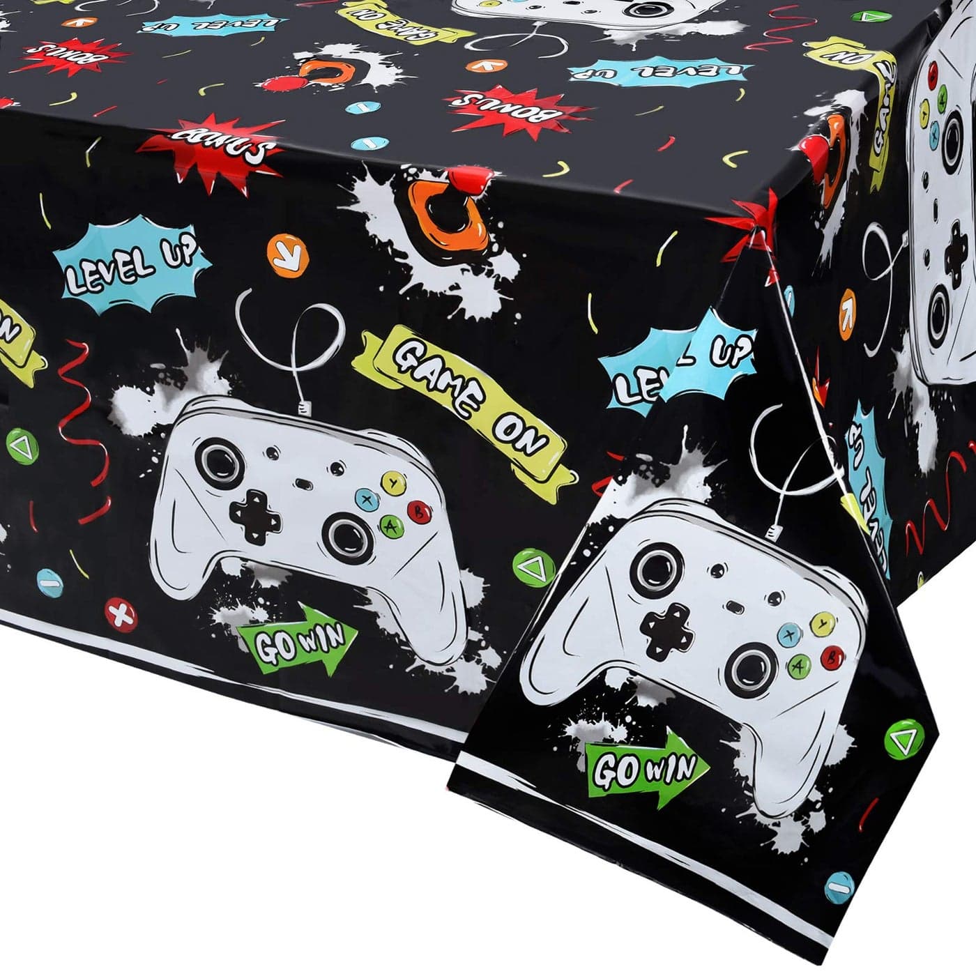 WERNNSAI Watercolor Video Game Party Tablecloth 1 Pack 54 x 108 Video Game Party Supplies for Boys Birthday Party Decoration Disposable Plastic Table Cover for Kids Player Geek Game Themed Party