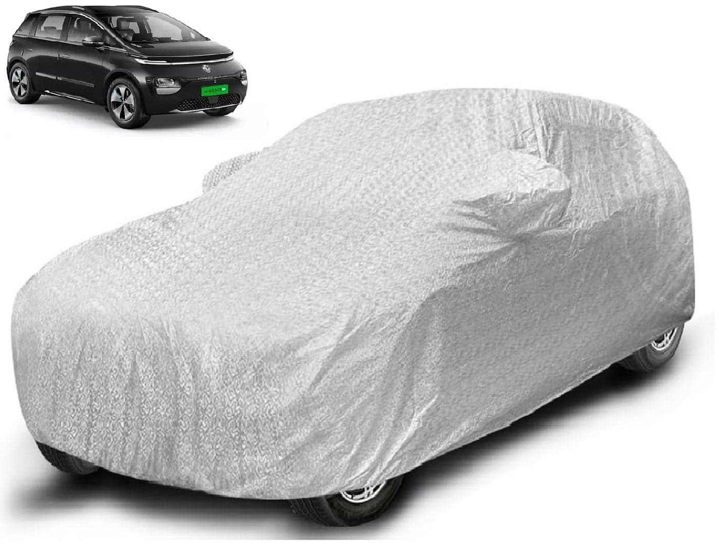 Auto Hub Waterproof Car Cover Compatible with MG Windsor EV with Mirror Pocket, Soft Cotton Lining, Waterproof Windsor EV Car Cover- Metallic Silver