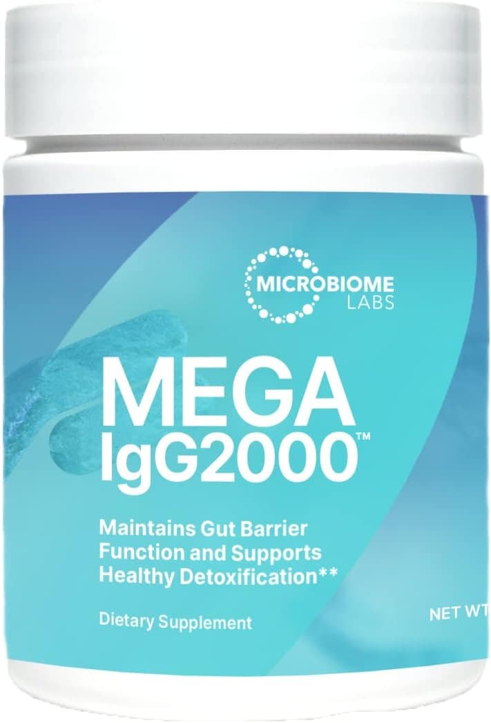 Microbiome Labs Mega IgG2000 Gut Health Powder for Women Men Kids 2 IgG Immunoglobulin Supplement for Digestive Health Support DairyFree Bovine Colostrum Supplement Alternative 21 Ounces