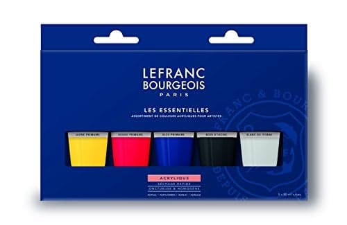 Lefranc Bourgeois 300684 fine Acrylic Paint Highly pigmented Good Coverage Creamy homogeneous Texture AgeResistant NonFading Acrylic Paint Set 5 Colours Set of 80 ml Tubes