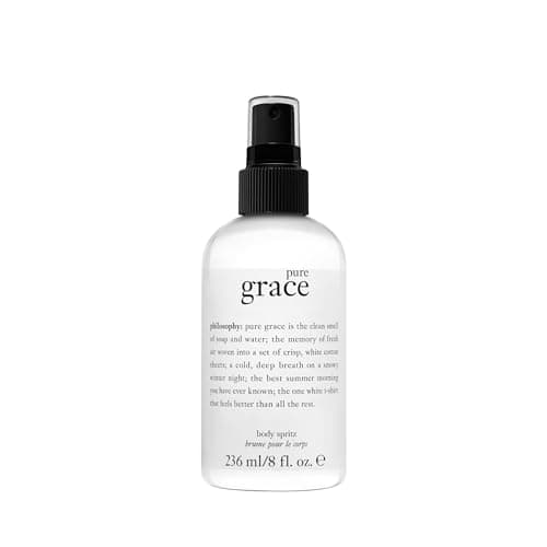 philosophy pure grace body spray - crisp & clean women's scent - with notes of water lily, leafy greens & musk - luxury body spritz for women - long lasting fragrance - 8 fl oz.