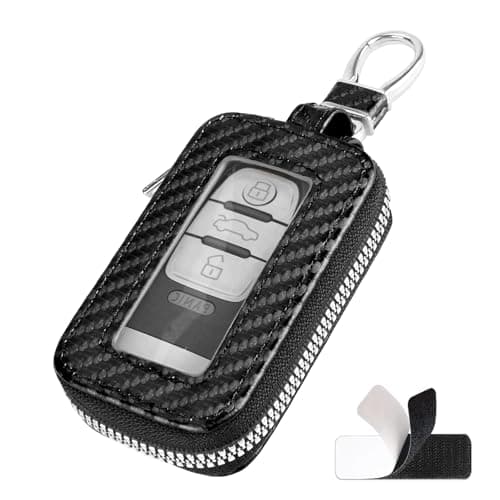vvag Premium Car Key Fob Case Genuine Carbon Fiber Car Smart Key fob Holder Automotive Remote Keychain Bag UniversalBlackCarbon Fiber Style