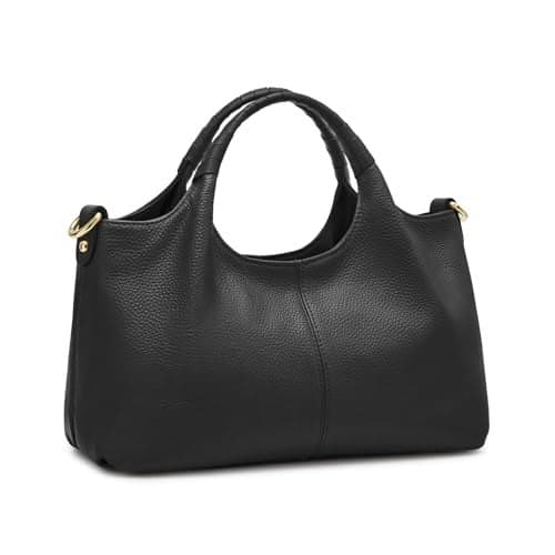 Kattee Leather Purses and Handbags for Women, Medium Crossbody Bags Trendy, Soft Shoulder Satchel Bags, Black