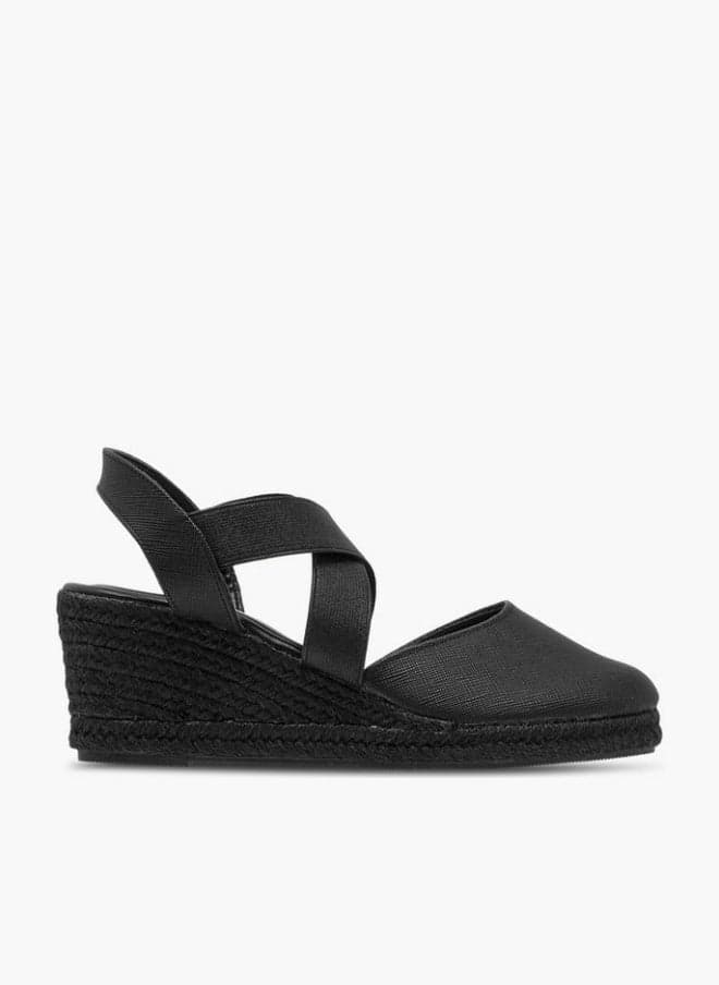 Women's Textured Wedge Heel Shoes with Elasticated Strap