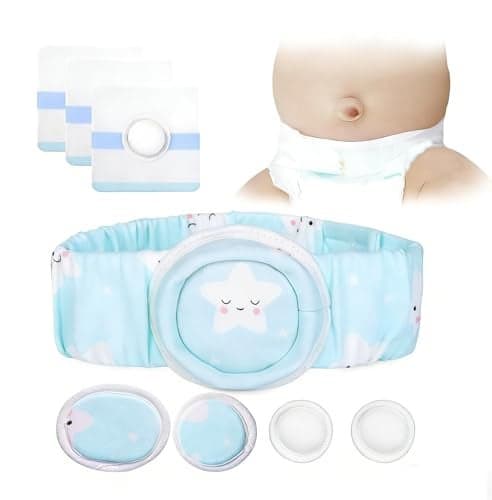 Umbilical Hernia Belt Kit for Baby Baby Belly Button Band Hernia Belt with 4 Compression Pads and 3 Navel Patches Infant Abdominal Binder Set Umbilical Cord Cover for NewbornL Pattern Green