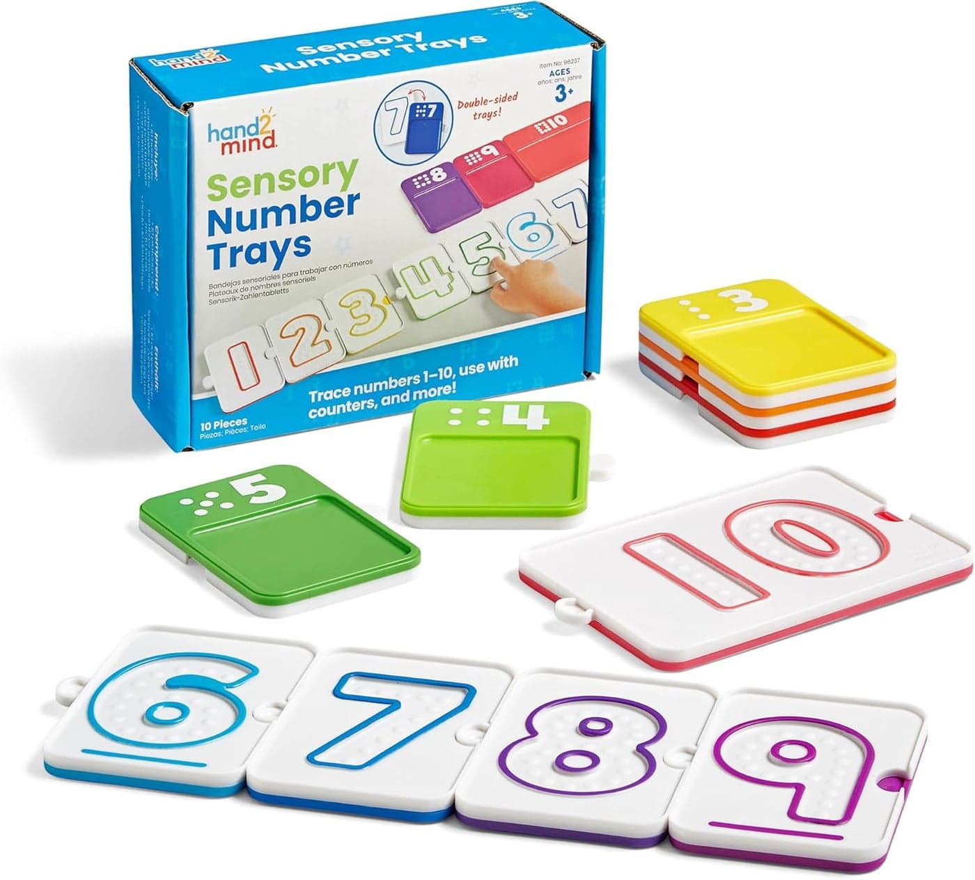 hand2mind Sensory Number Trays Learning Numbers for Kids Fine Motor Activities Counting Toys for Sensory Seeking Kids Texture Toys PreWriting Skills for Toddlers Montessori Math Materials
