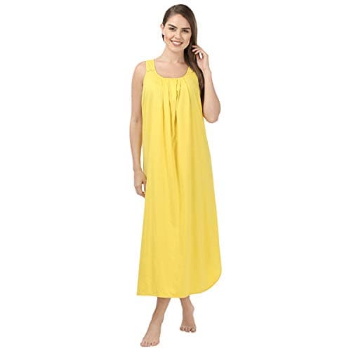 BLAZON Women Cotton Midi Nighty Slip (Yellow_ L )