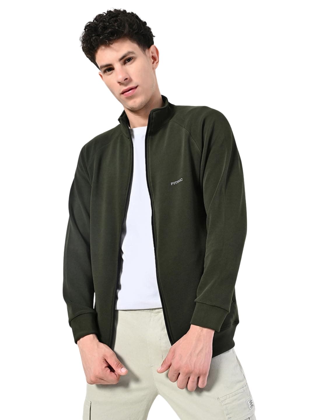 FITINC Stretchable Green Jacket for Men - Gym, Workout, Jogging, Yoga and Sports