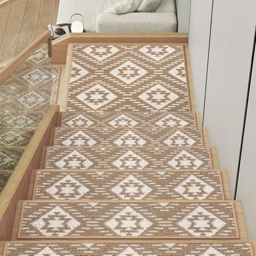 YDKGL 15PC Stair Treads Non-Slip Washable Peel and Stick Stair Treads for Wooden Steps Indoor Reusable Stair Carpet Treads Adhesive Stair-Runner Rugs for Kids and Dogs Elder(8"x30"Brown)
