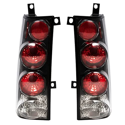 TRQ 2 Piece Driver & Passenger Side Tail Light Assembly Set Black Housing Compatible with 1996-2002 Chevrolet Express 1500 2500 3500 GMC Savana 1500 2500 3500 GM2800156 GM2801156 GM2818194 GM2819194