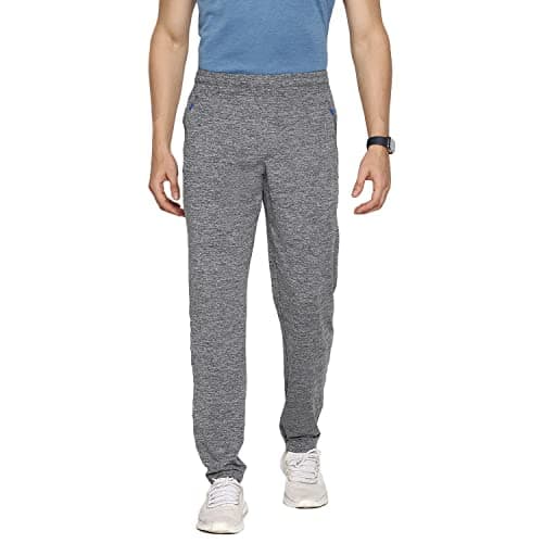 Van Heusen Performance Men Regular Fit Mid Rise Trackpants - Polyester Spandex - Swift Dry, High Stretch, Zipper Pocket_51045_Grey Melange_M