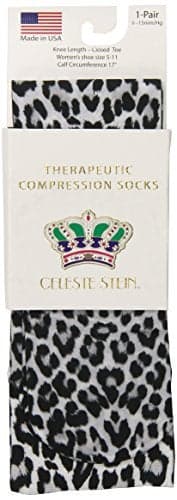 Celeste Stein Therapeutic Compression Socks, Black Grey Spots, 8-15 mmhg, 1-Pair