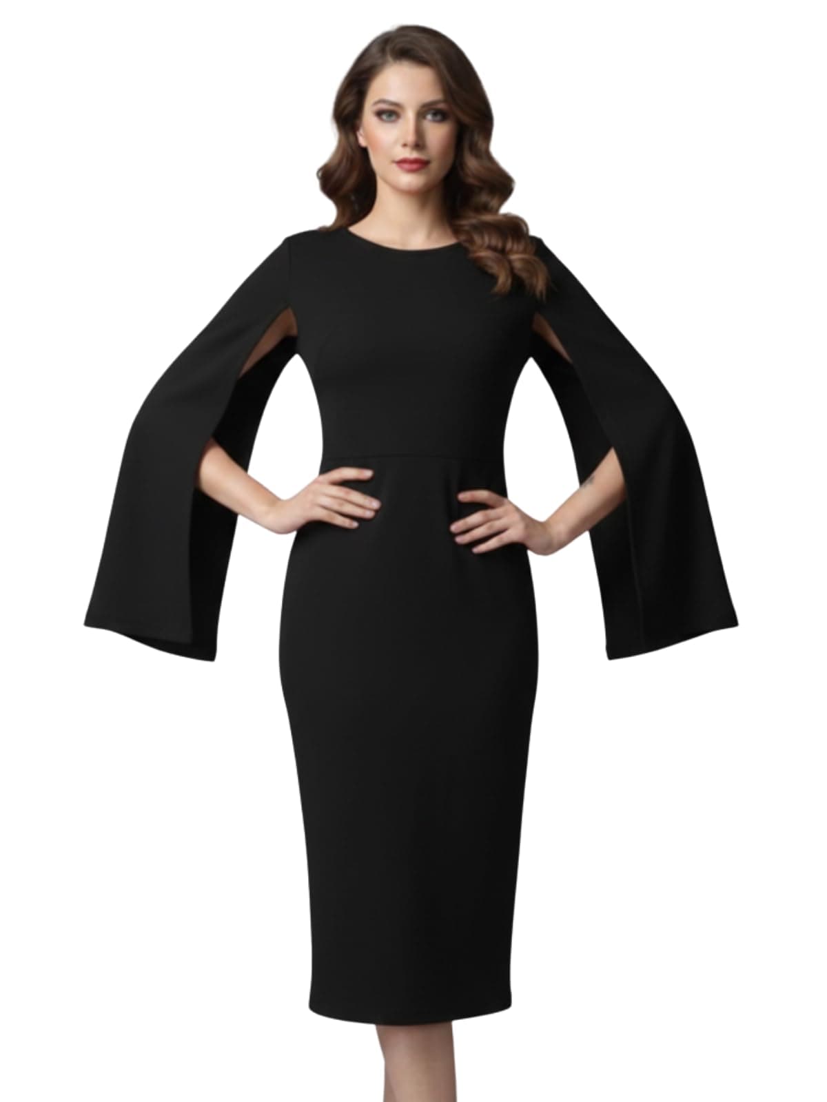 GRECIILOOKS Bodycon Dresses | Black Dress | ONE PIECE Dress for Women (GL-WD1210-M-BLACK)
