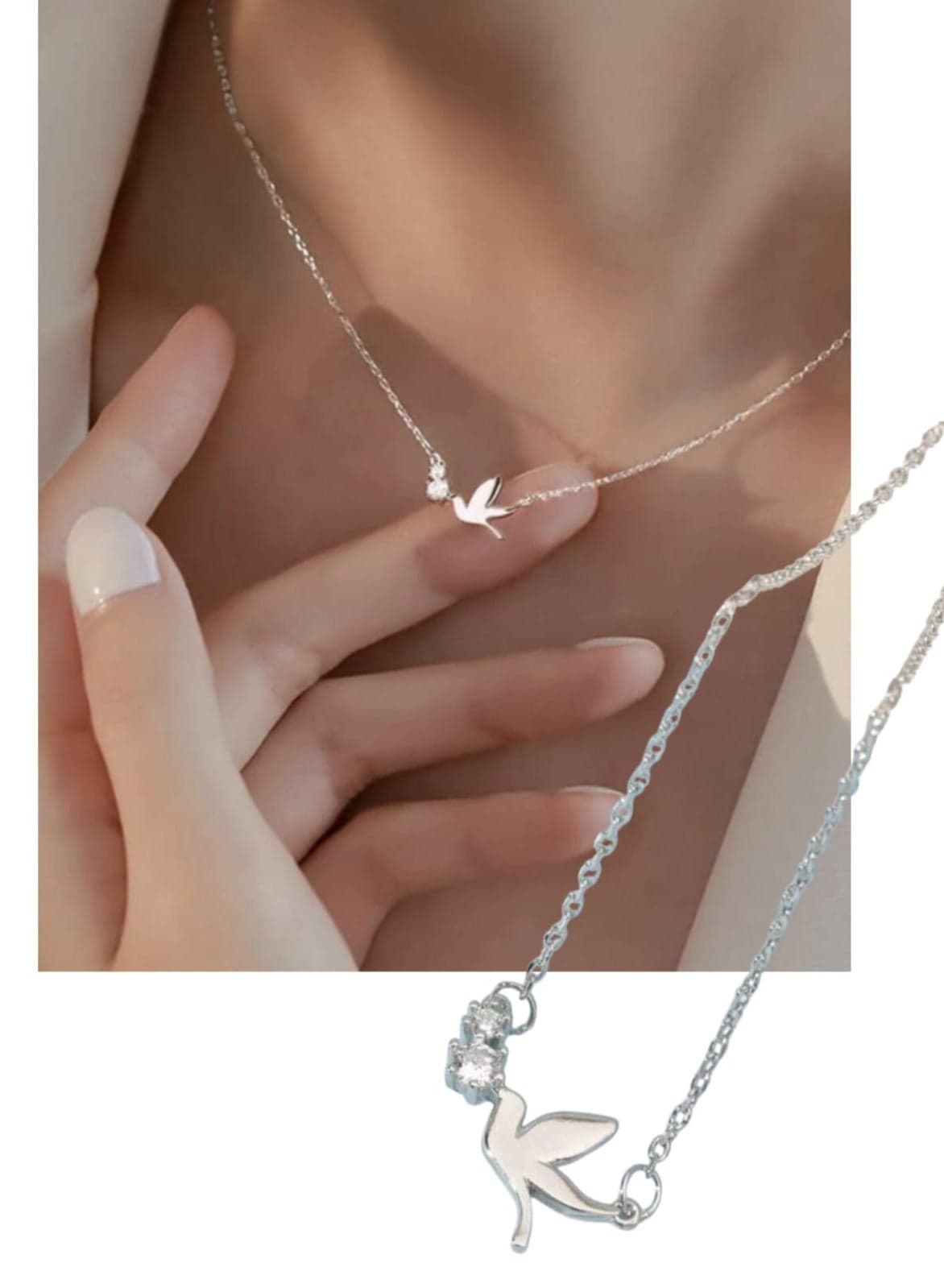 Bird Design Cubic Zirconia Pendant Necklace