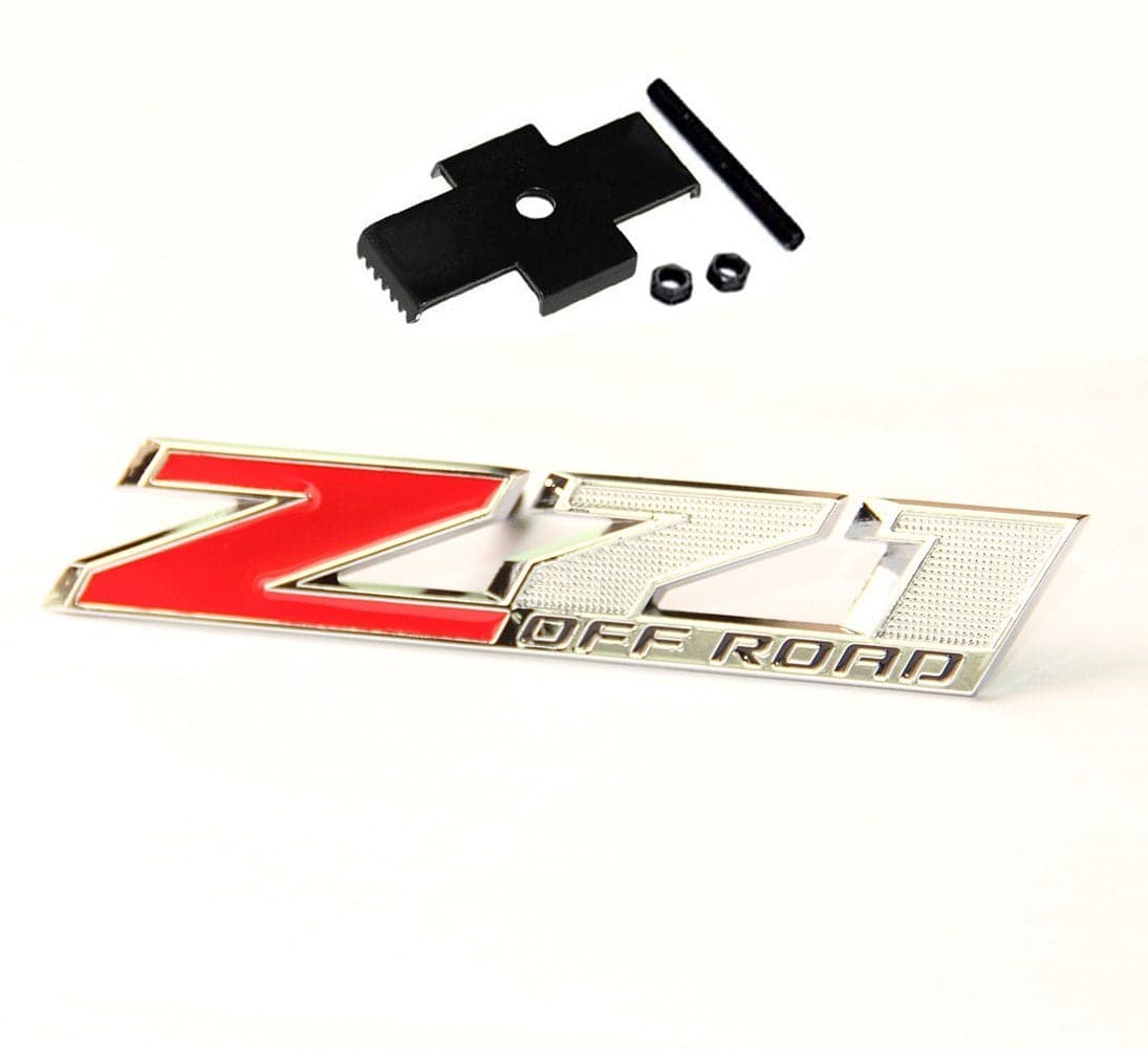 Yoaoo 1x OEM 5 Inches Grille Z71 Off Road Emblems Badge 3D Compatible with Silverado 1500 2500Hd Sierra Suburban Colorado Shiny Chrome Red