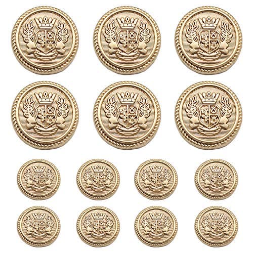 MebuZip 14 Pieces Matte Gold Metal Blazer Button Set 15mm 20mm for Blazers Suits Sport Coats Sewing Uniform Jackets MBM21