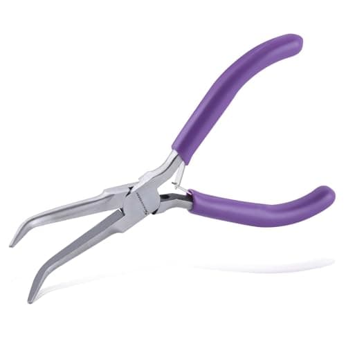 SPEEDWOX Bent Needle Nose Pliers With Smooth Jaw 45 Degree Bent Long Nose Pliers Hook Needle Remover Jewelry Making Bending Wire Small Object Gripping