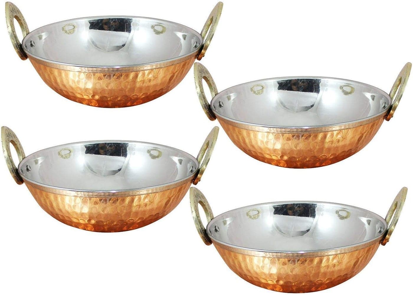 HarLen Ukal Copper Serveware Dinner Bowl Pack of 4 Diameter 52 Inches
