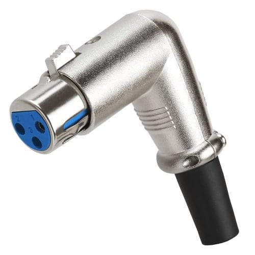 Cmple - 3-Pin XLR Female Microphone Connector, 90 Degree Right Angled, MIC Adapter for Loudspeakers, Headsets, Amplifier - Silver