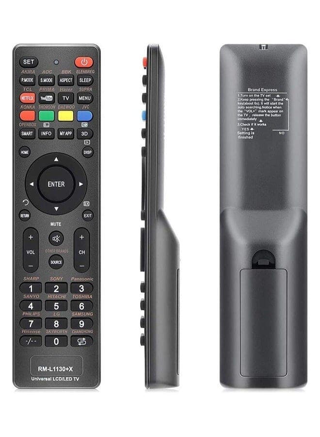 Universal Rm-L1130+X Remote Control Fits For All Brand Lcd Led 3D Smart Tv Sub Samsung Vizio Lg Sony Sharp Panasonic Toshiba Tcl Hisense Philips Jvc Haier