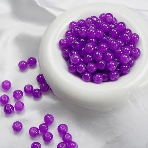 Jabrand 145pcs Glass Beads 8mm Glass Beads for Barcelet and Jewelry Making DIY Crafts Purple
