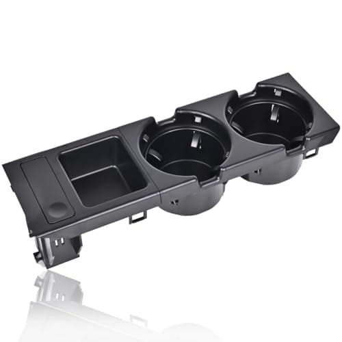 Front Center Console Cup Holder with Coin Holder fit for 1998-2006 BMW E46 3 Series 318i 320i 323i 325i 328i 330i Replacement OE# 51168217953 51169415183 51169415186 (Black Plastic)