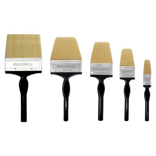 BUILDSKILL 5 Pcs Paint Brush Set | Size 1", 2", 3", 4", 5" | Soft Bristle Paint Brush for Wall | Durable & Thick Paint Brushes Set | Smooth Finish | Ideal Painting Brushes for DIY & Professional Use