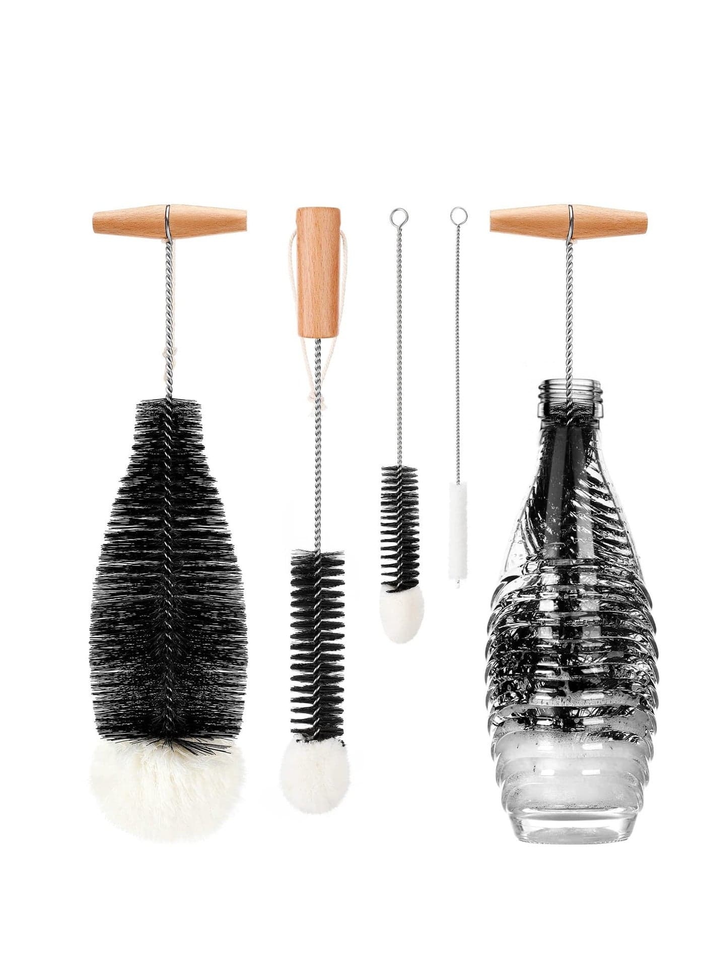 Cleaning Bottle Brush, Brush Set for cleaning Narrow Neck glass pipe, Wine Glass, Tea Coffee Cup, Sports Water Bottles, Kettle Straw brush, Tube and baby bottle brush(4 Pack)
