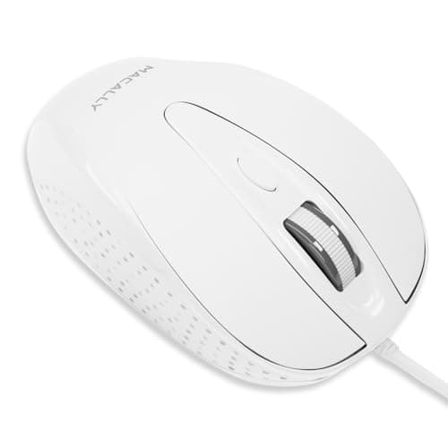 Macally USB Wired Mouse with 3 Button, Scroll Wheel, & 5 Foot Long Cord, USB Mouse for Laptop and Desktop, Computer Mouse Wired Compatible with Apple Macbook, iMac, Mac Mini, Windows PC, & Chromebook