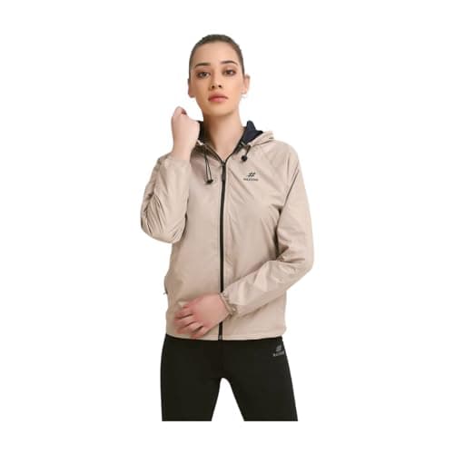 RAXEDO Lightweight Water Resistant jacket for Women Bike Riding, Windcheaters for Women, Lightweight Standard Length Jacket, Perfect For Any Adventure, Hiking, Sports, Biking (XL, Beige)