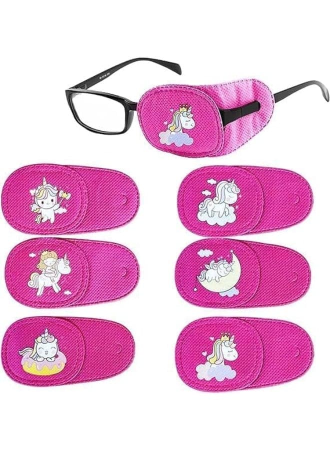 6 Pcs Eye Patches for Kids, Eye Patch for Glasses, Upgraded 3D Contoured Design, Cute Pattern Design, Kids Reusable Eye Patch for Treating Lazy Eye Amblyopia Strabismus, Left